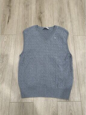 LUXURY DUNST  UNISEX  V- Neck Cable Knit VEST MELANGE Gray SIZE Medium